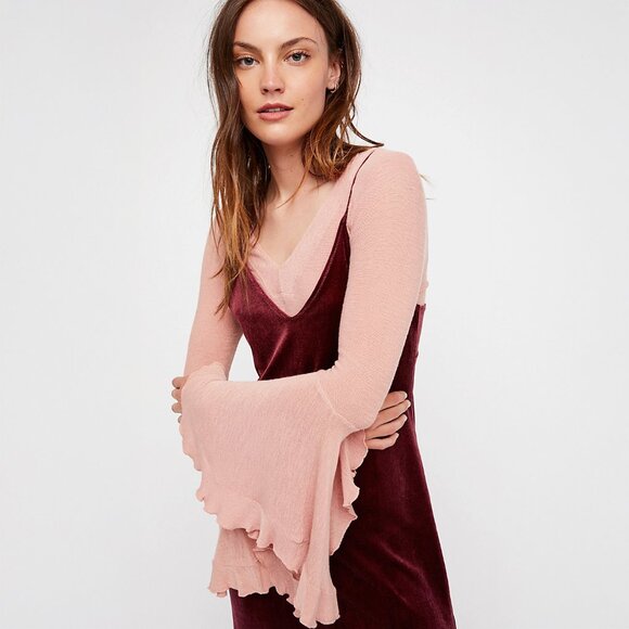Free People Intimately FP Soo Dramatic Long Sleeve in Washed Rose - sz Medium - Picture 1 of 5